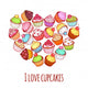 Banner with Different Cupcakes Wall Decal