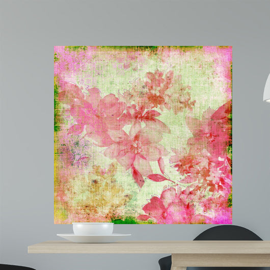 Vintage Pink Floral Paper Wall Decal