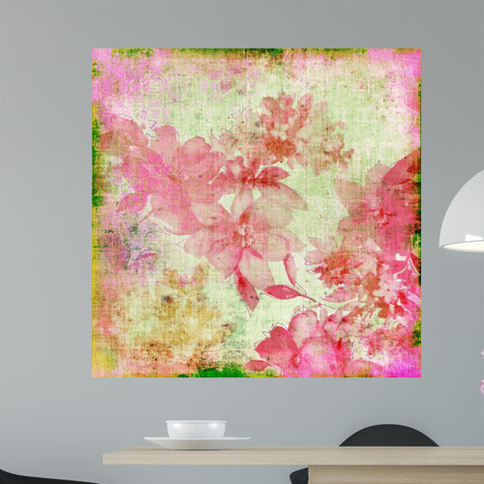 Vintage Pink Floral Paper Wall Decal
