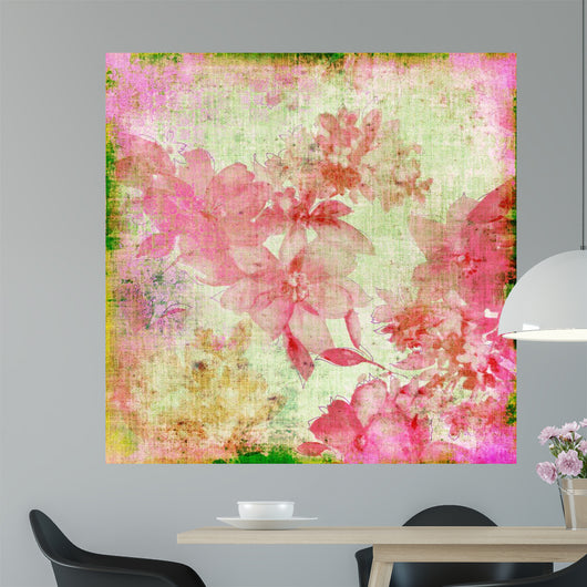 Vintage Pink Floral Paper Wall Decal