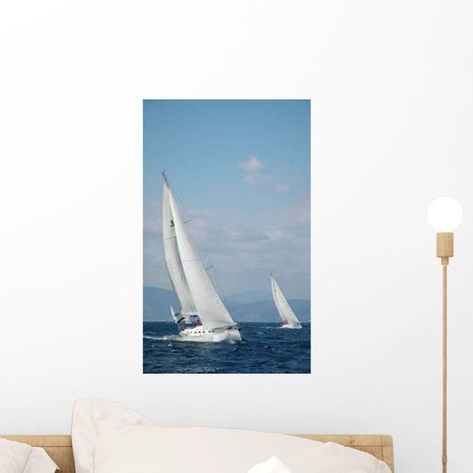 Two White Yachts Sail Wall Decal