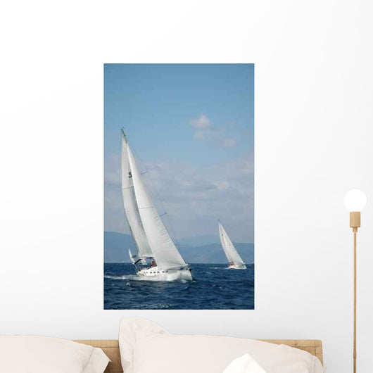 Two White Yachts Sail Wall Decal