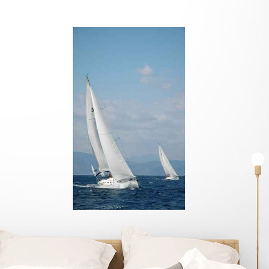 Two White Yachts Sail Wall Decal