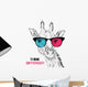 Portrait Giraffe Colored Glasses Wall Decal
