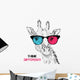 Portrait Giraffe Colored Glasses Wall Decal