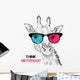 Portrait Giraffe Colored Glasses Wall Decal