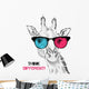 Portrait Giraffe Colored Glasses Wall Decal