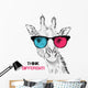 Portrait Giraffe Colored Glasses Wall Decal