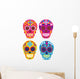 Bright Mexican Sugar Skull Wall Decal Sticker Set Wall Decal