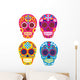 Bright Mexican Sugar Skull Wall Decal Sticker Set Wall Decal