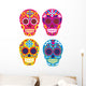Bright Mexican Sugar Skull Wall Decal Sticker Set Wall Decal