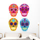 Bright Mexican Sugar Skull Wall Decal Sticker Set Wall Decal