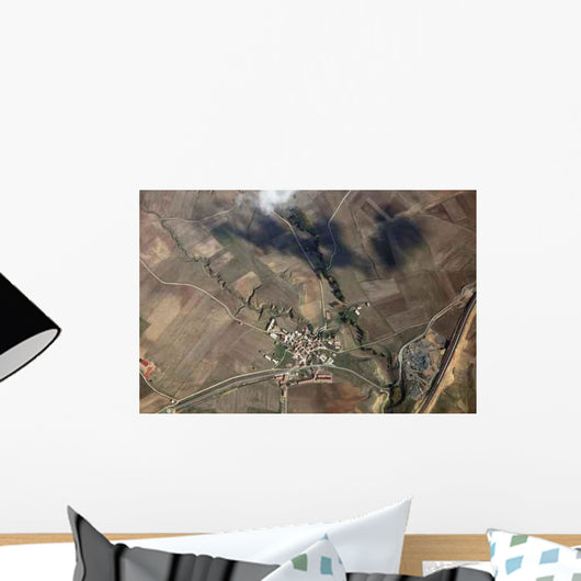 Aerial Village and Fields Wall Decal