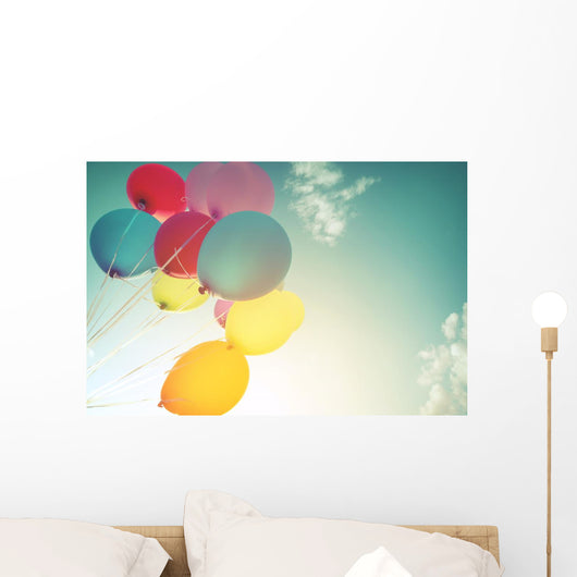 Pastel Multicolor Party Balloons Wall Decal