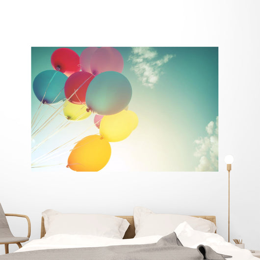 Pastel Multicolor Party Balloons Wall Decal