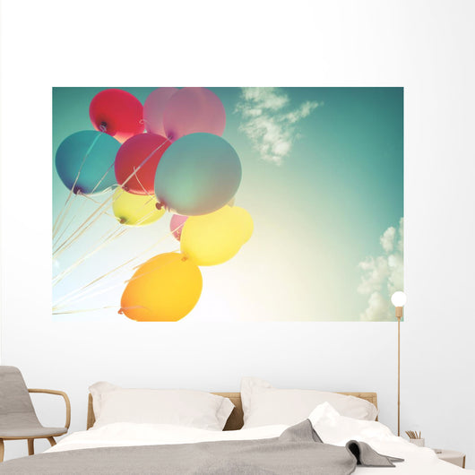 Pastel Multicolor Party Balloons Wall Decal