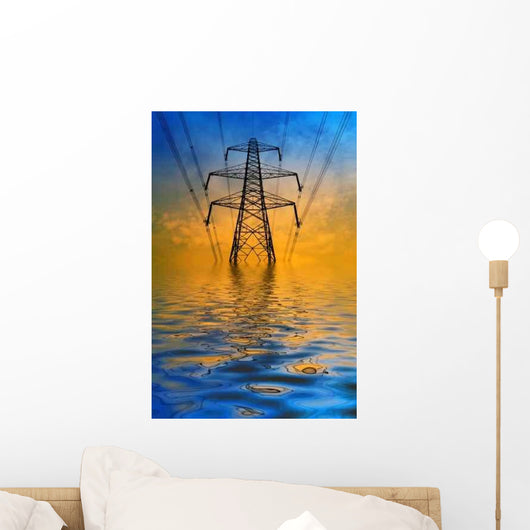 Silhouette Electricity Pylon with Wall Decal