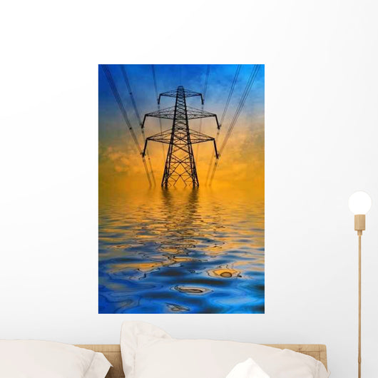 Silhouette Electricity Pylon with Wall Decal