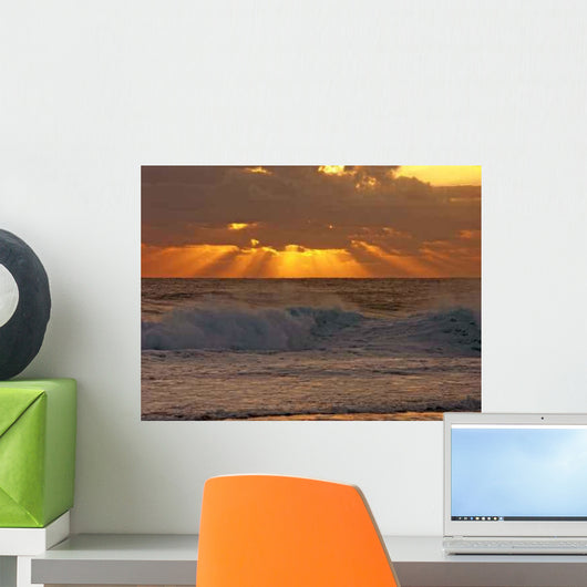 Sunset Rays Rough Seas Wall Decal