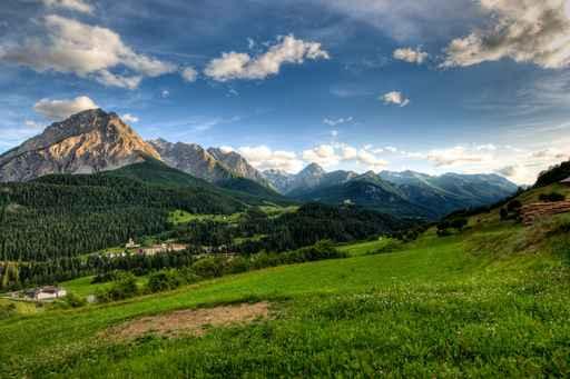 Panoramic Late Afternoon Scuol Wall Decal