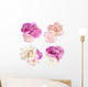 Four Bunches Peonies Flower Wall Decal Sticker Set
