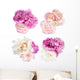 Four Bunches Peonies Flower Wall Decal Sticker Set