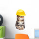 Construction Worker Kitty Cat Wall Decal