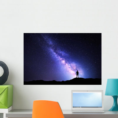 Milky Way Night Sky Wall Decal shown on a wall