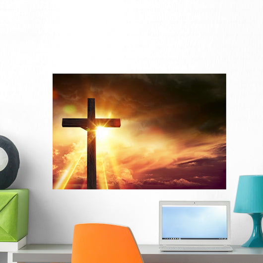 He Is Risen Cross Wall Decal