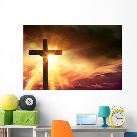 He Is Risen Cross Wall Decal