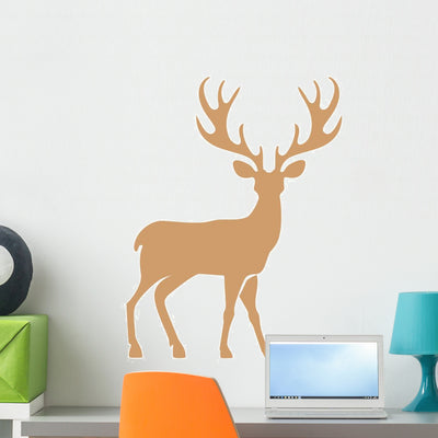 Deer with Antlers Wall Decal shown on a wall