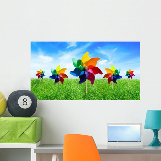 Colorful Pinwheels out Meadow Wall Decal Design 2