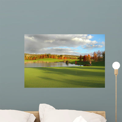 Golf Fall Wall Mural shown on a wall