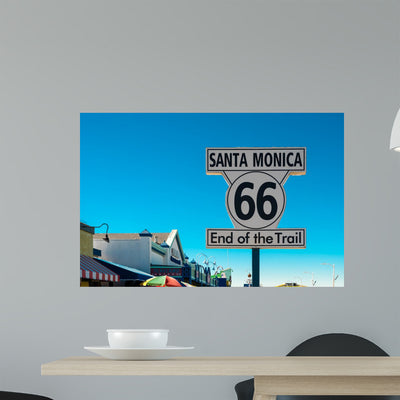 End Route 66 Santa Wall Decal shown on a wall