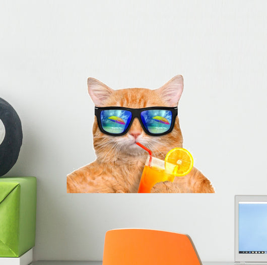 Cool Relaxing Cat Wall Decal