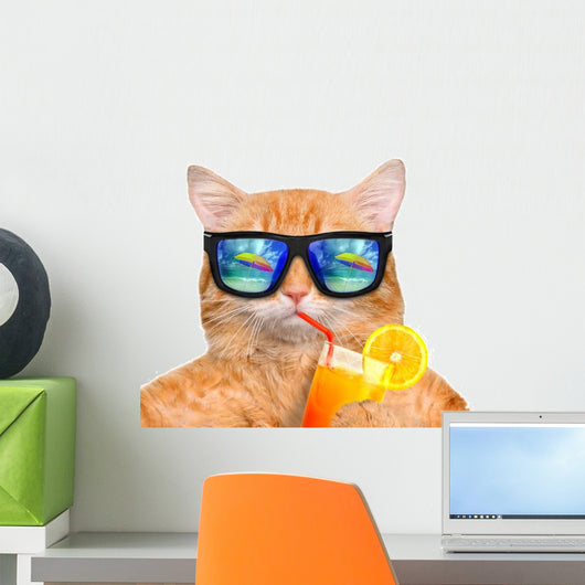 Cool Relaxing Cat Wall Decal