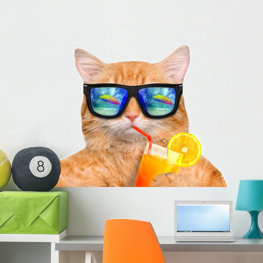 Cool Relaxing Cat Wall Decal