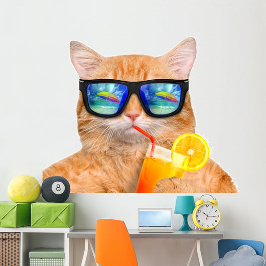 Cool Relaxing Cat Wall Decal