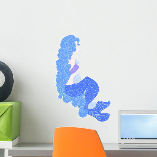 Delicate Blue Mermaid Wall Decal