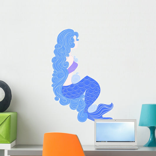 Delicate Blue Mermaid Wall Decal