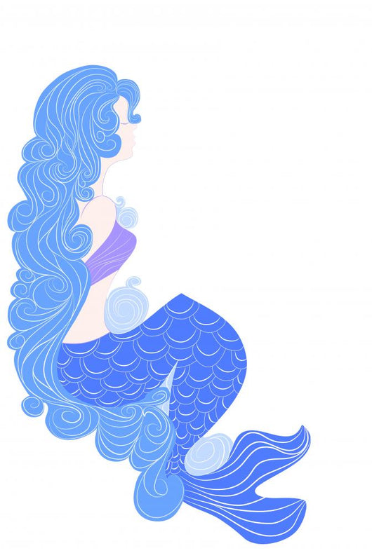 Delicate Blue Mermaid Wall Decal