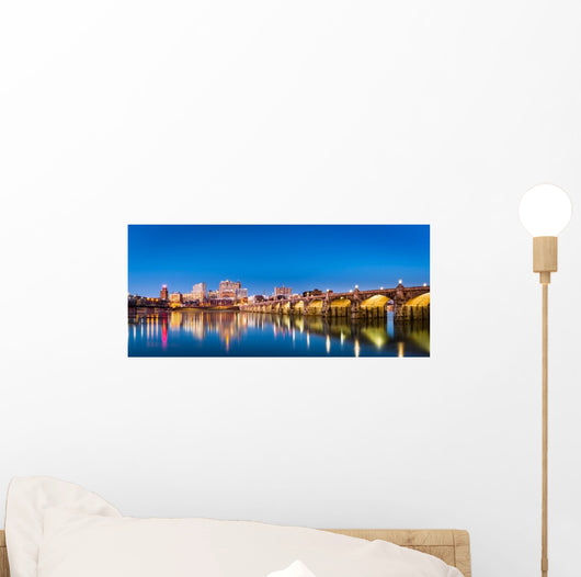 Harrisburg Pennsylvania Panorama Skyline at Night Wall Decal