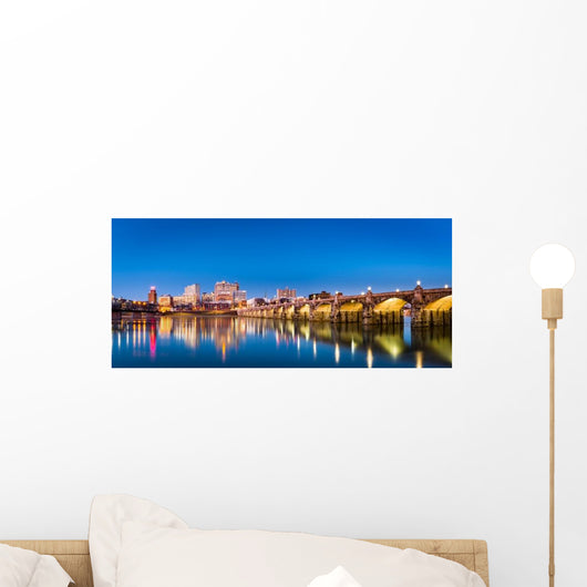Harrisburg Pennsylvania Panorama Skyline at Night Wall Decal