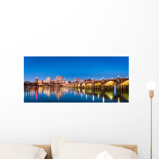 Harrisburg Pennsylvania Panorama Skyline at Night Wall Decal
