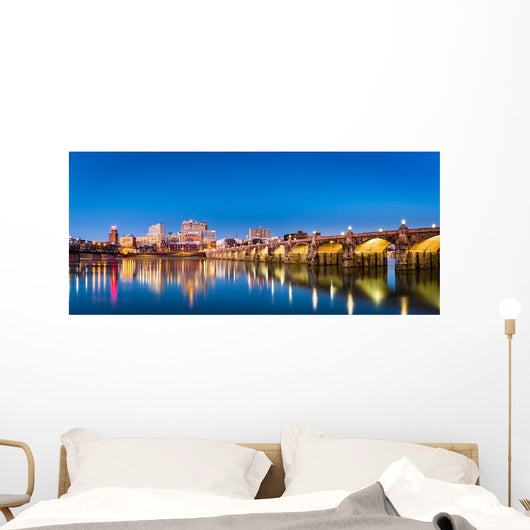 Harrisburg Pennsylvania Panorama Skyline at Night Wall Decal
