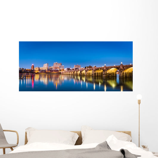 Harrisburg Pennsylvania Panorama Skyline at Night Wall Decal