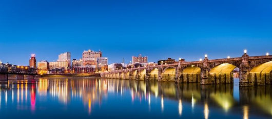 Harrisburg Pennsylvania Panorama Skyline at Night Wall Decal