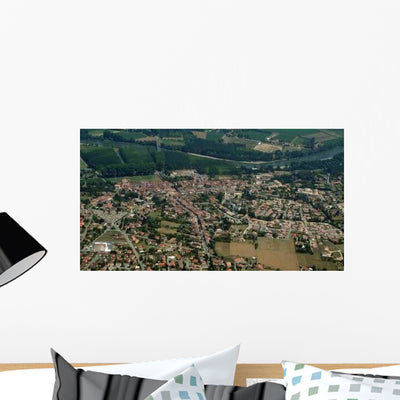 Village along Garonne Wall Decal shown on a wall