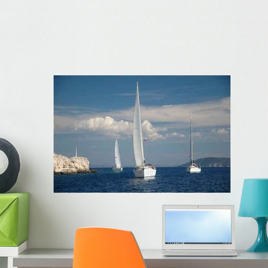 Four Yachts Sail Th Wall Decal
