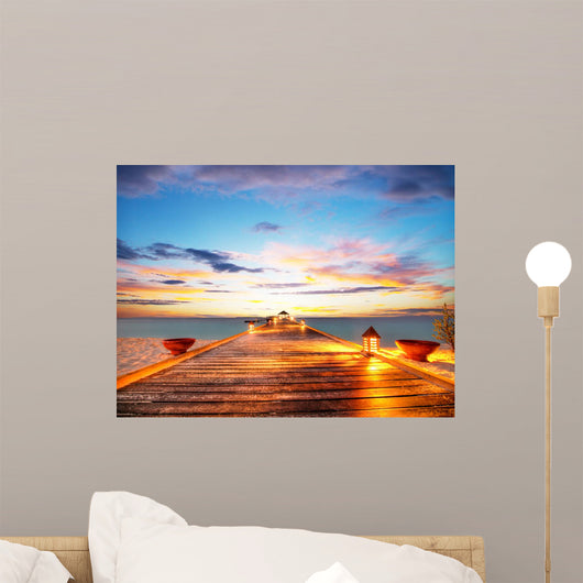 Wooden Jetty Sunset Wall Decal